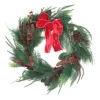 Hot National Tree Company 26 in. Christmas Mixed Pine Wreath with Red Bow
