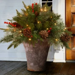 Outlet National Tree Company 18 in. Colonial Fir Urn Filler with LED Lights