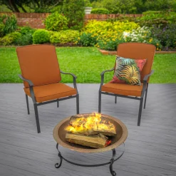 Online National Tree Company 30 in. Copper Finish Hammered Steel Outdoor Fire Pit with Black Stand, Fire Poker and Copper Cover