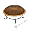 National Tree Company 29 in. Copper Finish Steel Outdoor Fire Pit with Black Stand and Screen Cover