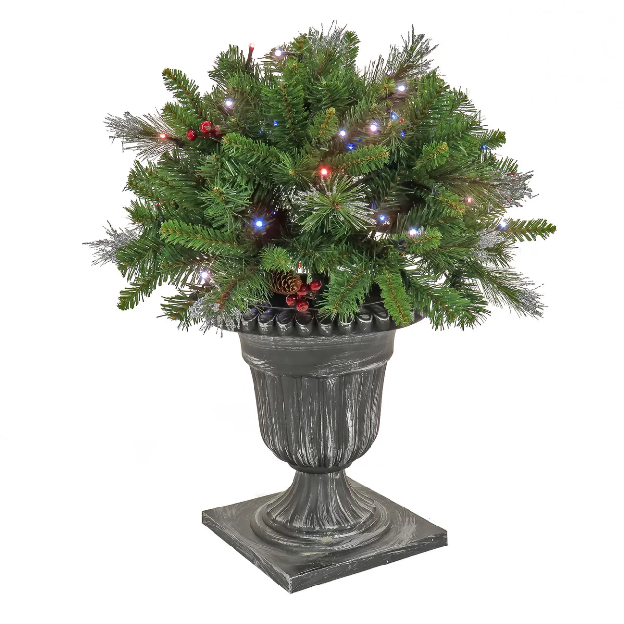 National Tree Company 24 in. Crestwood Spruce Porch Bush with Twinkly LED Lights
