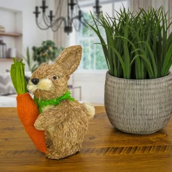 Best National Tree Company 12 in. Cute Easter Bunny Holding Carrot Table Decoration