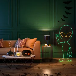 National Tree Company 40 in. 2D Alien with Neon Green and Orange LED Lights