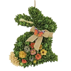New National Tree Company 22 in. Easter Bunny Hanging Silhouette Decorated with Colorful Flower Blooms