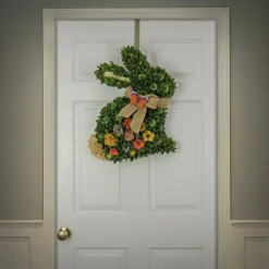 New National Tree Company 22 in. Easter Bunny Hanging Silhouette Decorated with Colorful Flower Blooms