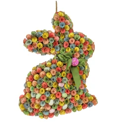 Sale National Tree Company 18 in. Easter Bunny Hanging Silhouette Decorated with Colorful Flower Blooms