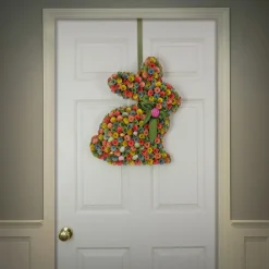 Sale National Tree Company 18 in. Easter Bunny Hanging Silhouette Decorated with Colorful Flower Blooms