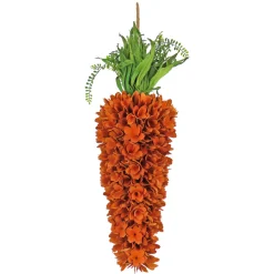 National Tree Company 28 in. Easter Carrot Hanging Decoration Decorated with Orange Flower Blooms