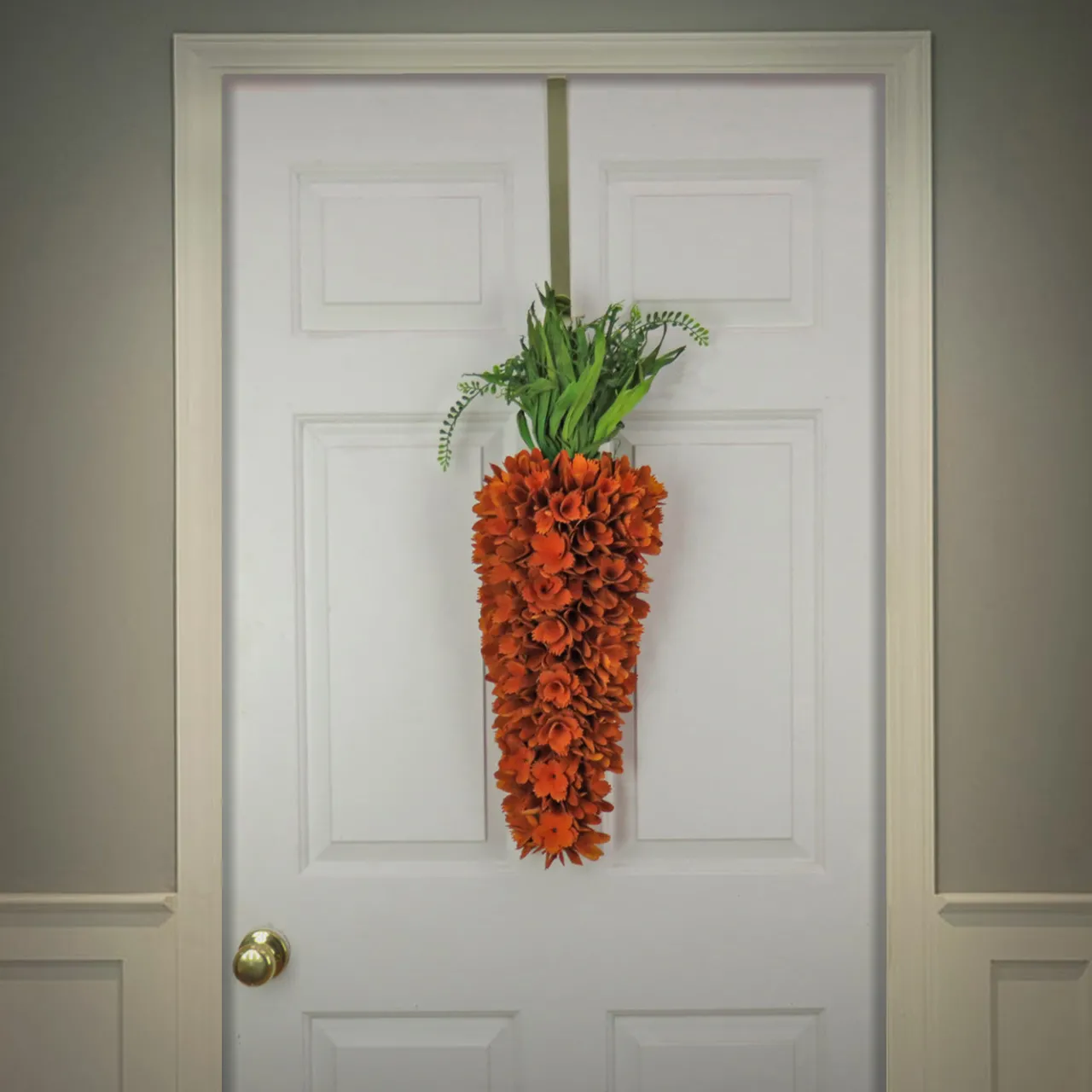 National Tree Company 28 in. Easter Carrot Hanging Decoration Decorated with Orange Flower Blooms