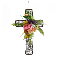 Best National Tree Company 23 in. Easter Floral Cross Decoration