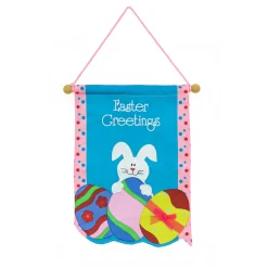 Hot National Tree Company 18 in. Easter Greetings Hanging Banner Decoration