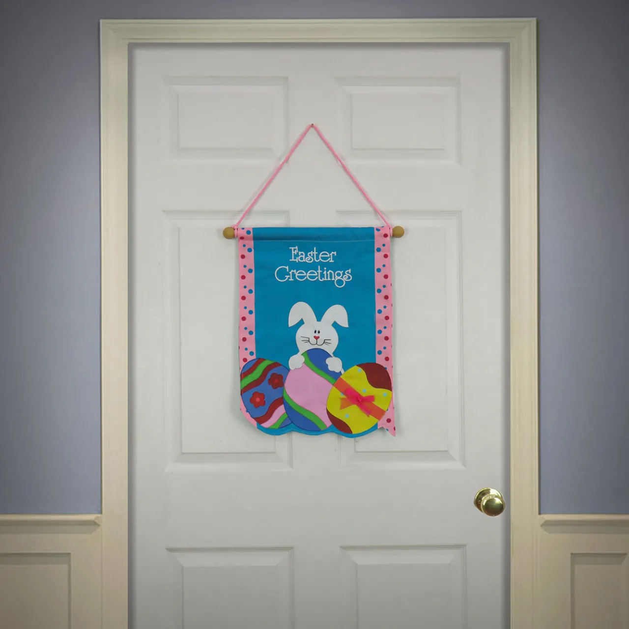 Hot National Tree Company 18 in. Easter Greetings Hanging Banner Decoration