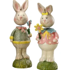 Discount National Tree Company 8 in. Easter Mr. & Mrs. Rabbit Couple Table Decoration