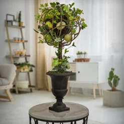 Clearance National Tree Company 26 in. Easter Single Topiary Ball in a Urn Decorated with Pastel Eggs and Flower Blooms