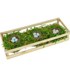 Outlet National Tree Company 17 in. Easter Triple Nest Table Decoration Decorated with Pastel Eggs, and Wooden Box