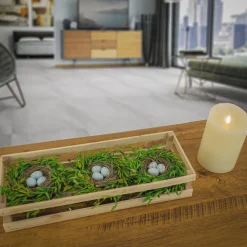 Outlet National Tree Company 17 in. Easter Triple Nest Table Decoration Decorated with Pastel Eggs, and Wooden Box