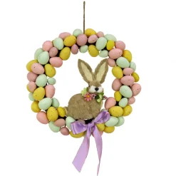 Clearance National Tree Company 16 in. Easter Wreath Decorated with Pastel Eggs and Bunny