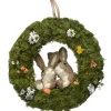 Discount National Tree Company 15 in. Easter Wreath Decorated with Flower Blooms, Rabbits