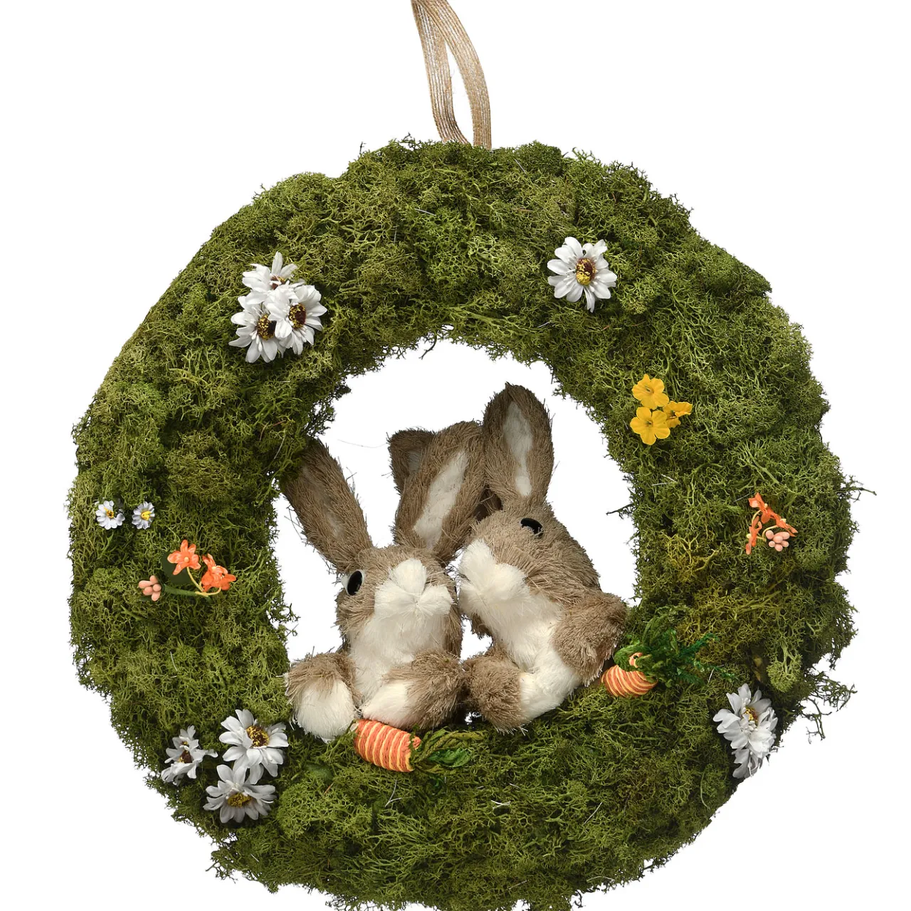 Discount National Tree Company 15 in. Easter Wreath Decorated with Flower Blooms, Rabbits