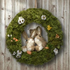 Discount National Tree Company 15 in. Easter Wreath Decorated with Flower Blooms, Rabbits