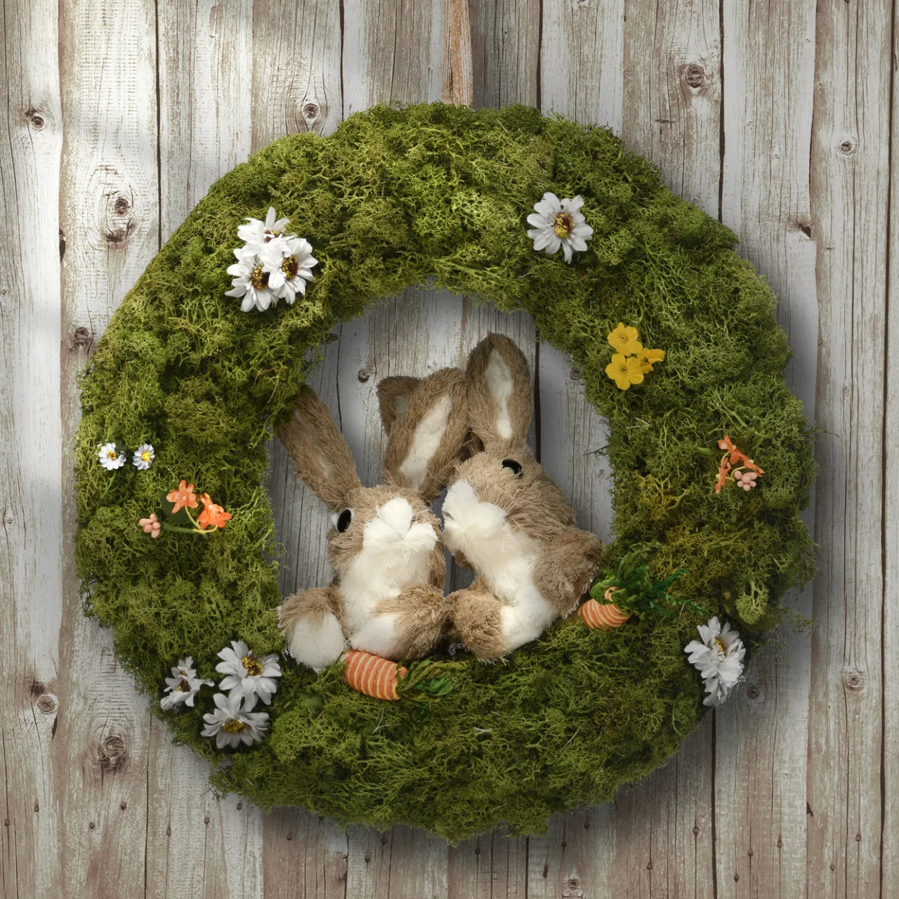 Discount National Tree Company 15 in. Easter Wreath Decorated with Flower Blooms, Rabbits