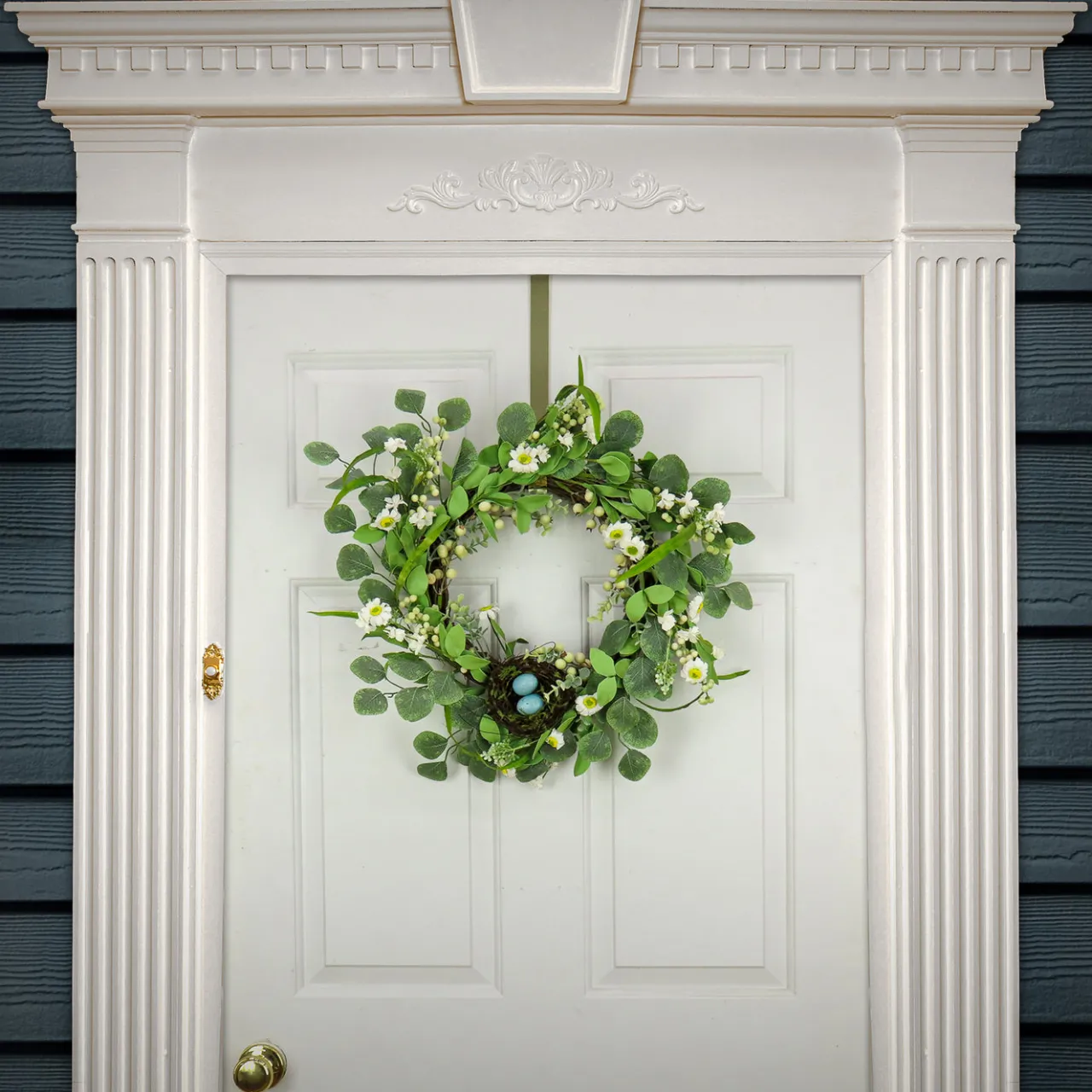 Sale National Tree Company 20 in. Easter Wreath Decorated with Spring Blooms and Pastel Eggs