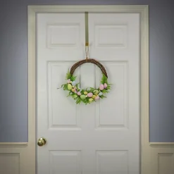 Hot National Tree Company 16 in. Easter Wreath Decorated with Pastel Eggs, Fern Fronds, Flower Blooms