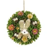 Discount National Tree Company 13 in. Easter Wreath Decorated with Colorful Flower Blooms, Bunny and Pastel Eggs