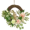 Online National Tree Company 18 in. Easter Wreath Decorated with Pastel Flower Blooms, Bunny, Leafy Greens