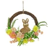 Hot National Tree Company 16 in. Easter Wreath Decorated with Pastel Flower Blooms, Bunny, Leafy Greens