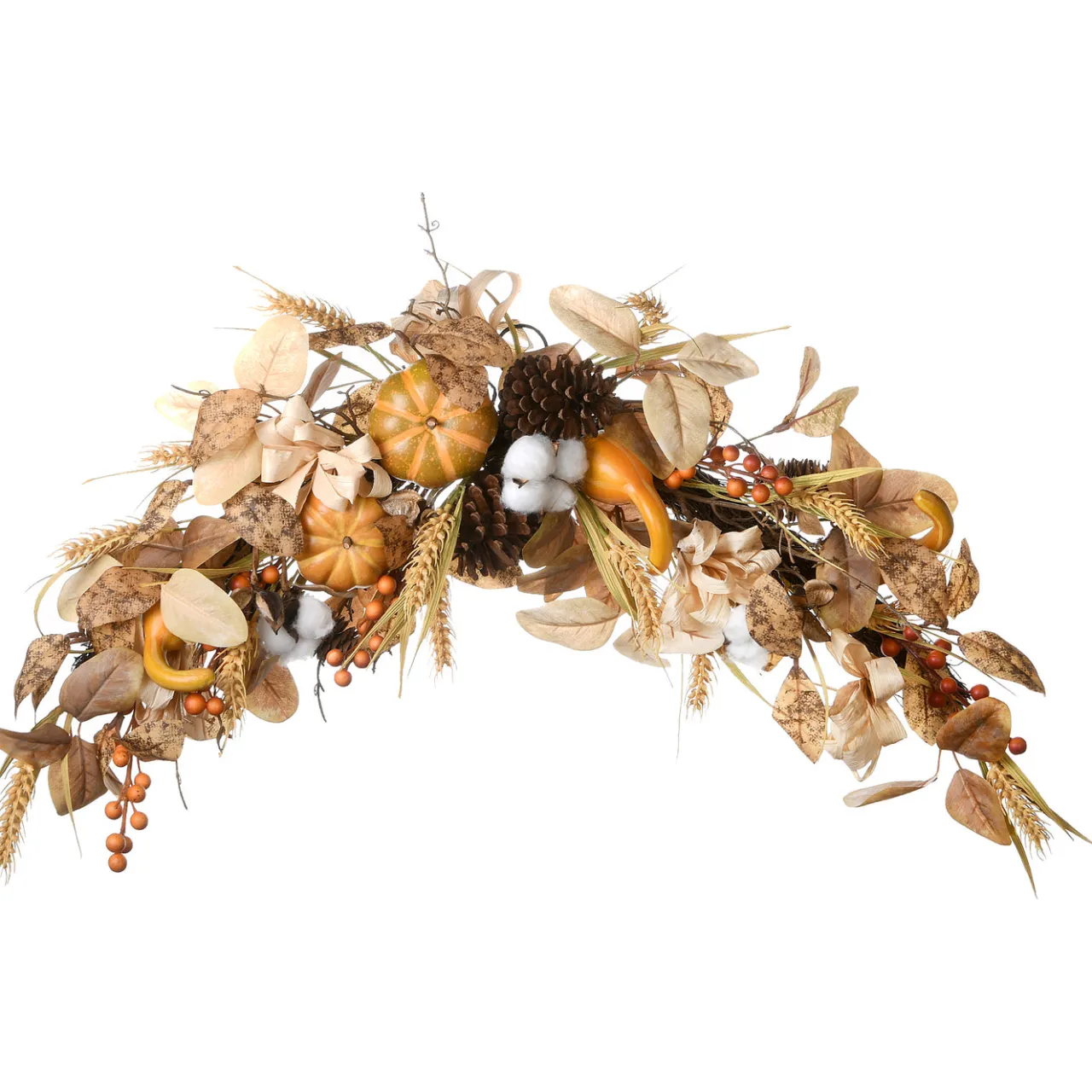 New National Tree Company 36 in. Fall Door Decoration with Pine Cones, Pumpkins, Gourds, Assorted Leaves