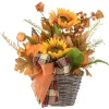 Sale National Tree Company 16 in. Fall Flowers in Wicker Basket, Decorated with Pumpkins, Gourds, Sunflower Blooms, Burlap Bows, Maple Leaves