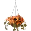 Outlet National Tree Company 18 in. Fall Hanging Basket with Ivy Leaves, Sunflowers, Cones, Berries, Gourds, Pumpkin