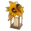 Discount National Tree Company 14 in. Fall Lantern with Sunflower, Mixed Leaves, Pinecone and Bow