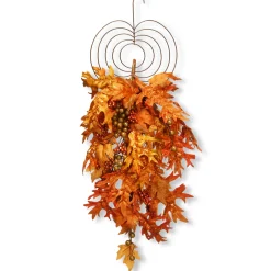 Best National Tree Company 36 in. Fall Teardrop Wall Decoration with Berry Clusters, Maple Leaves