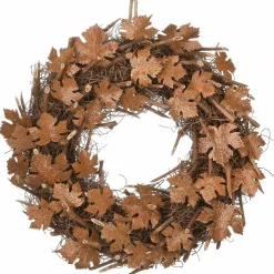 Outlet National Tree Company 18 in. Fall Wreath with Brown Maple Leaves