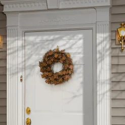 Outlet National Tree Company 18 in. Fall Wreath with Brown Maple Leaves