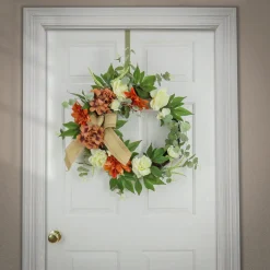 Online National Tree Company 24 in. Fall Wreath with Hydrangea and Rose