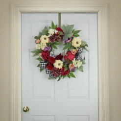 Online National Tree Company 22 in. Fall Wreath with Peony, Pumpkin and Bow