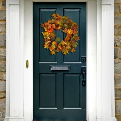 Hot National Tree Company 24 in. Fall Wreath with Pumpkins, Pinecones, Berry Clusters, Maple Leaves