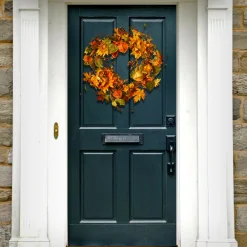 Hot National Tree Company 25 in. Fall Wreath with Sunflowers, Pinecones, Berry Clusters, Maple Leaves