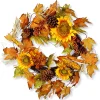 Clearance National Tree Company 24 in. Fall Wreath with Sunflowers, Pinecones, Berry Clusters, Corncobs, Maple Leaves