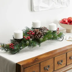 Online National Tree Company 30 in. Frosted Berry Frosted Berry Centerpiece and Candle Holder