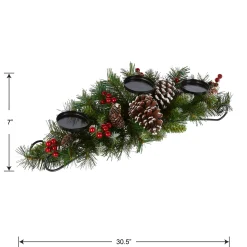 Online National Tree Company 30 in. Frosted Berry Frosted Berry Centerpiece and Candle Holder