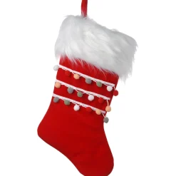 Clearance National Tree Company 19 in. General Store Collection Red Velvet Stocking