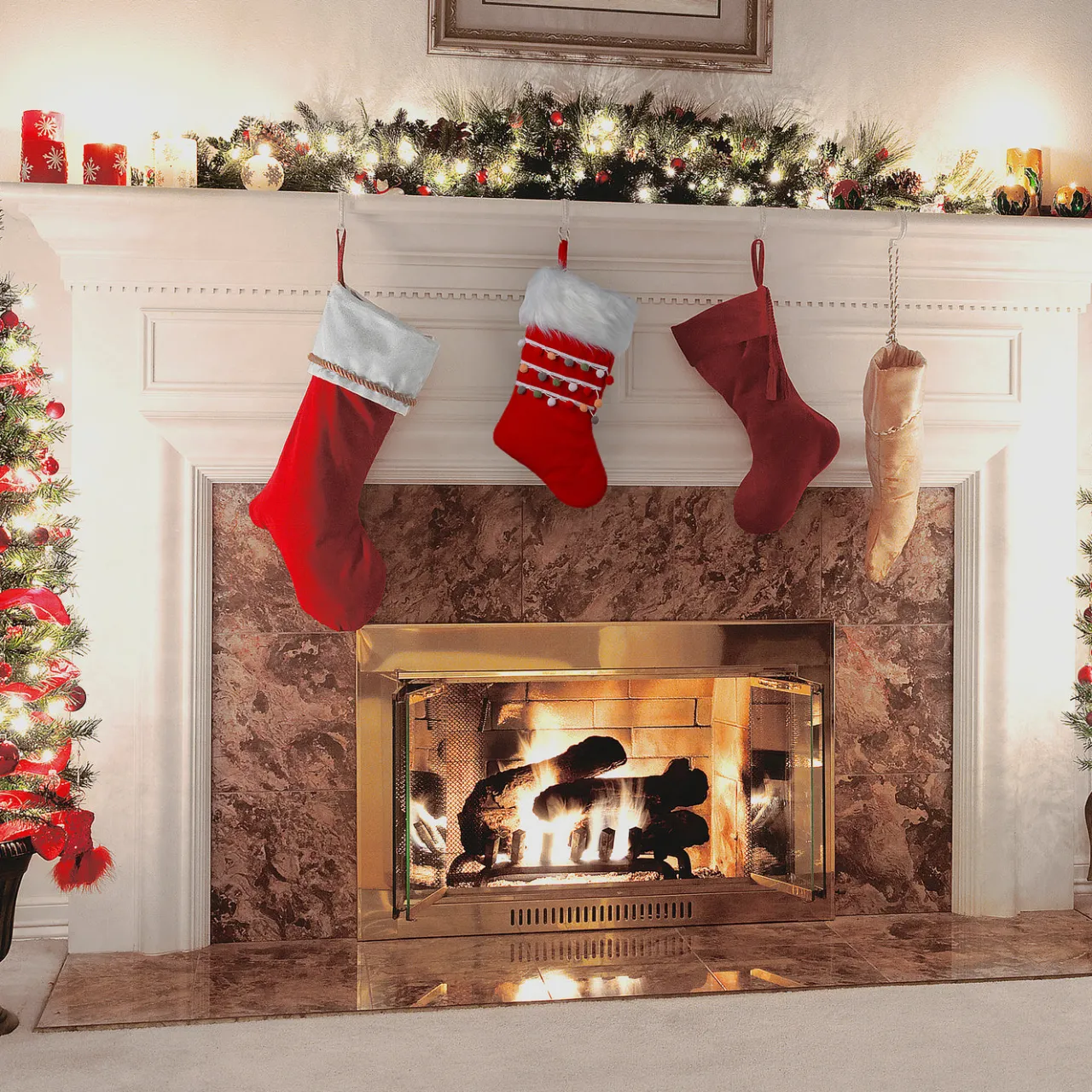 Clearance National Tree Company 19 in. General Store Collection Red Velvet Stocking