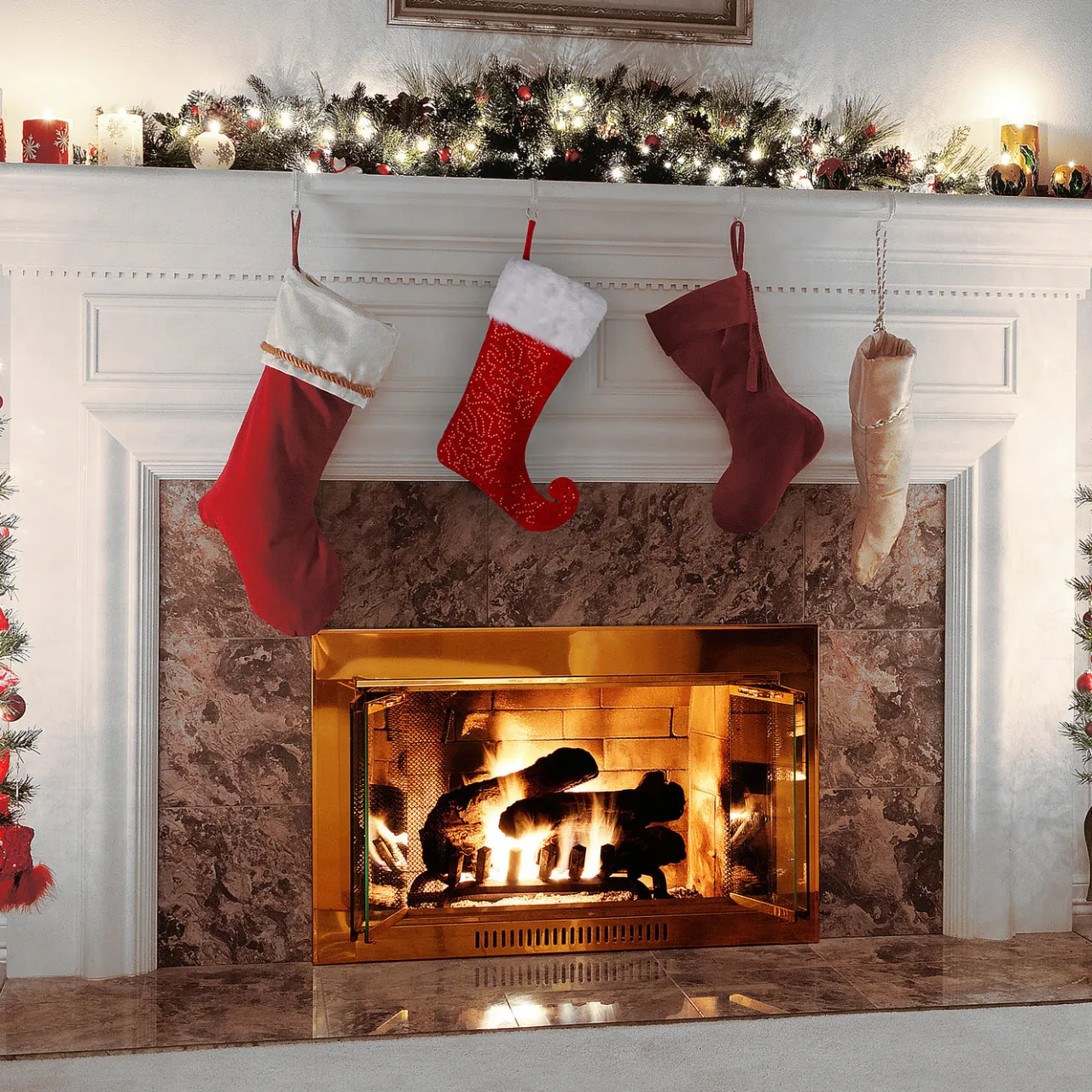 Clearance National Tree Company 21 in. General Store Collection Jester Style Red Stocking