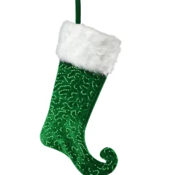 Outlet National Tree Company 21 in. General Store Collection Jester Style Green Stocking