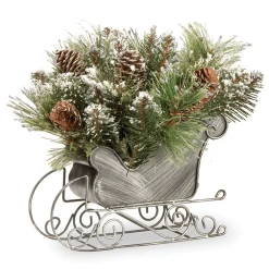 Online National Tree Company 10 in. Glittery Bristle Pine Sleigh