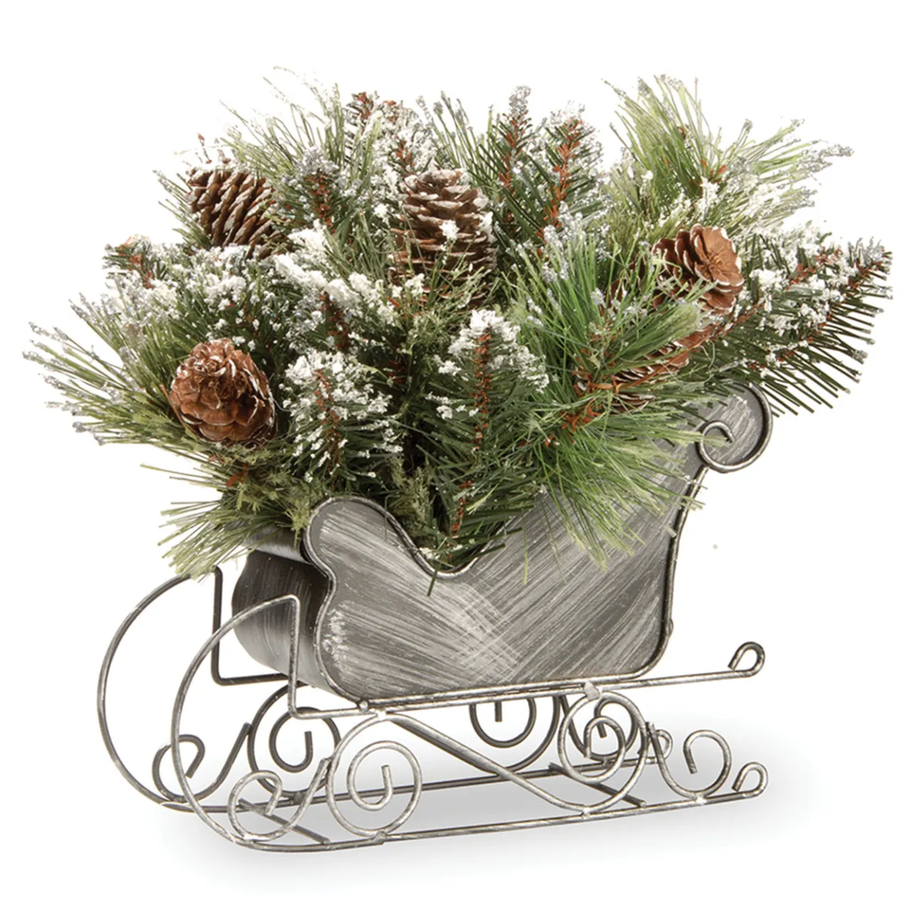 Online National Tree Company 10 in. Glittery Bristle Pine Sleigh